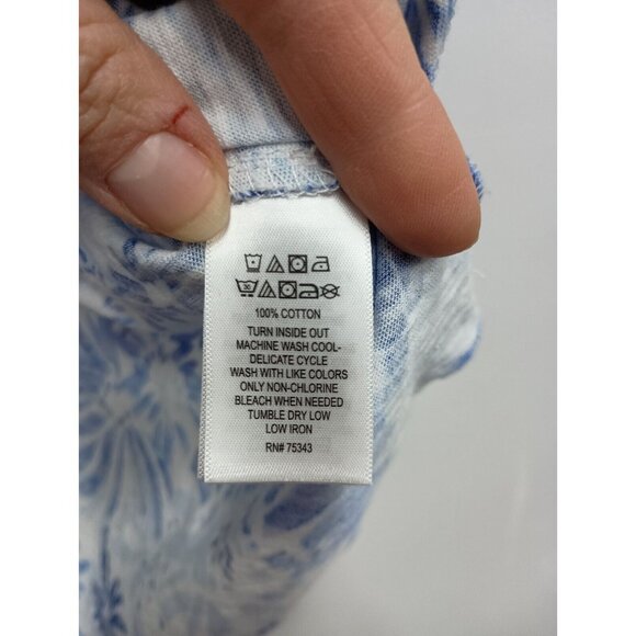 Joie Womens BOHO Blouse Top Size 1X Blue Floral 3/4 Sleeve Cottagecore - Picture 5 of 7